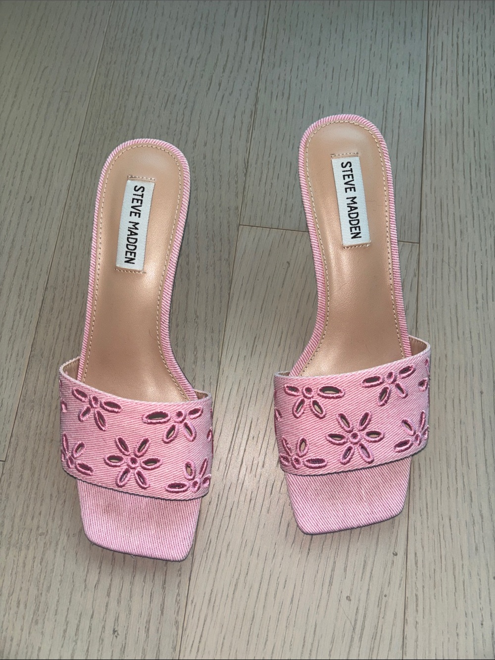 Steve Madden pink denim kitten heels 7.5